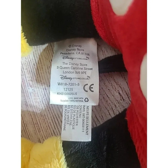 Disney Store Plush Mickey Mouse Stuffed Animal Beanbag Red Black Foot Patch 17" - Picture 6 of 6
